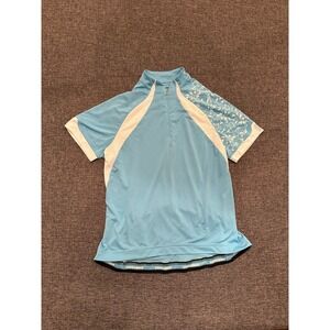 Novara Performance Cycling Shirt Blue White 1/4 Zip Top Women's Size Large